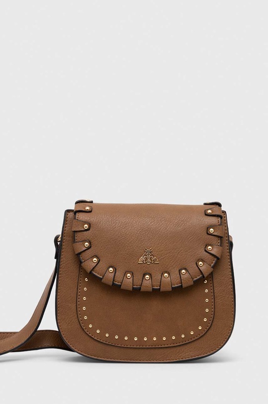 Torebka damska ze skóry ekologicznej kolor brązowy aplikacja brązowy RS23.TOD915