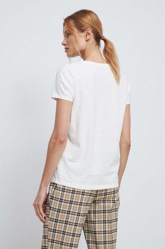 Odzież T-shirt bawełniany damski gładki kolor beżowy RS23.TSD013 beżowy