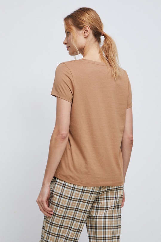 Odzież T-shirt bawełniany damski gładki kolor beżowy RS23.TSD013 beżowy