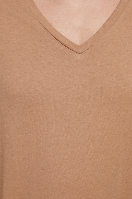 T-shirt bawełniany damski gładki kolor beżowy RS23.TSD013 beżowy