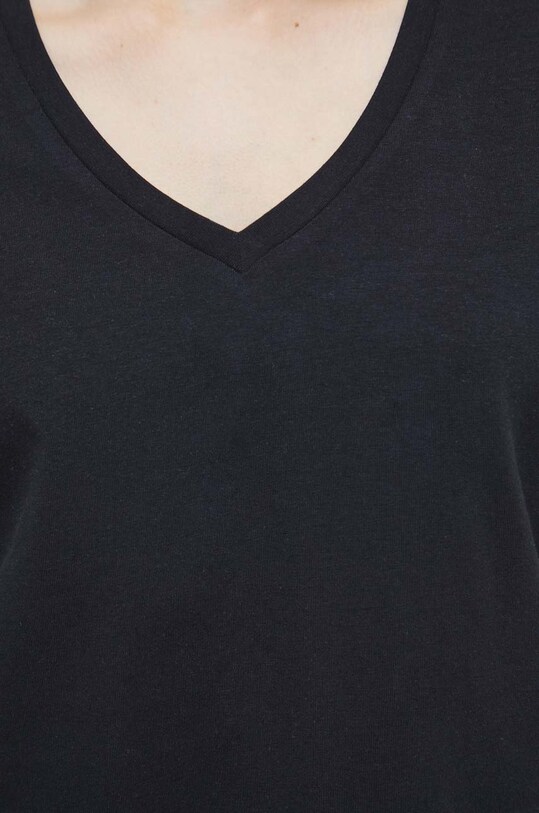 T-shirt bawełniany damski gładki z domieszką elastanu kolor czarny RS23.TSD030 czarny