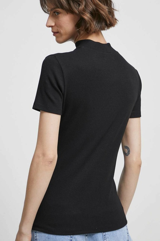 Odzież T-shirt damski prążkowany kolor czarny RS23.TSD040 czarny