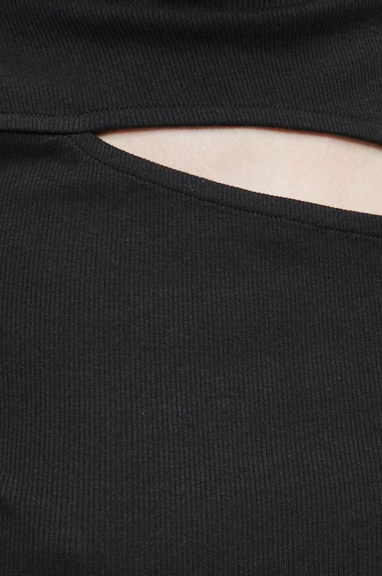 T-shirt damski prążkowany kolor czarny RS23.TSD040 czarny