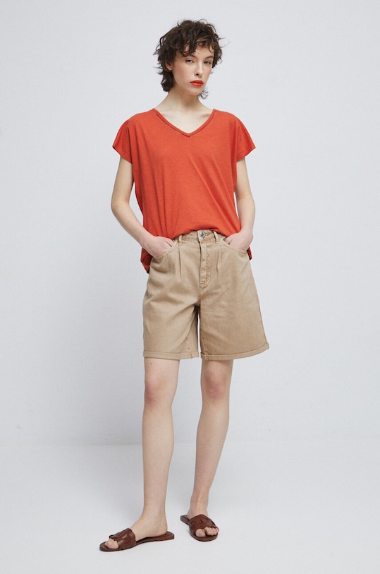 T-shirt bawełniany damski gładki kolor czerwony RS23.TSD070 czerwony RS23