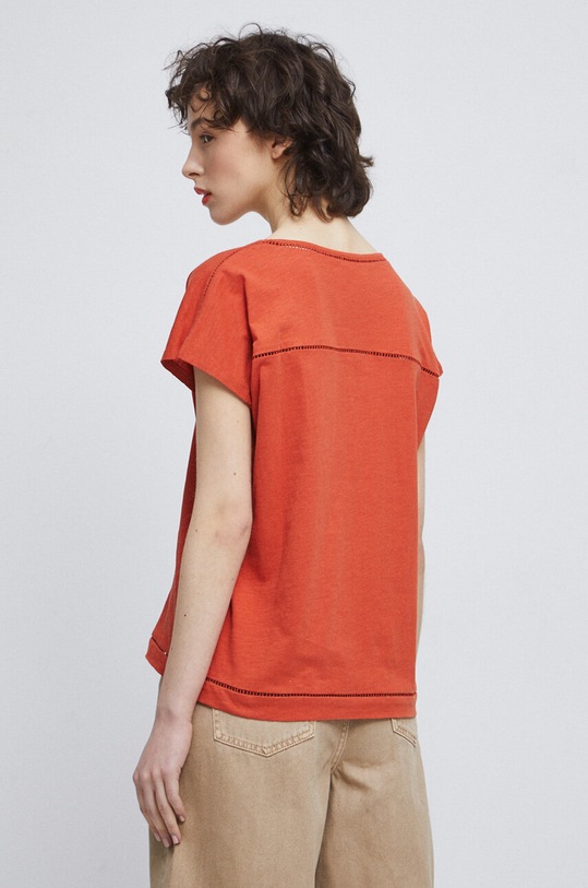 Odzież T-shirt bawełniany damski gładki kolor czerwony RS23.TSD070 czerwony