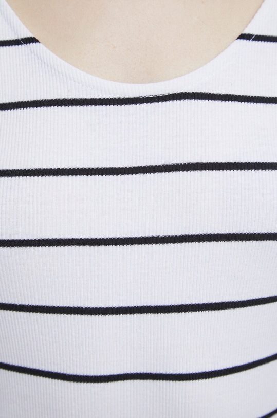 T-shirt bawełniany damski prążkowany z domieszką elastanu kolor biały RS23.TSD074