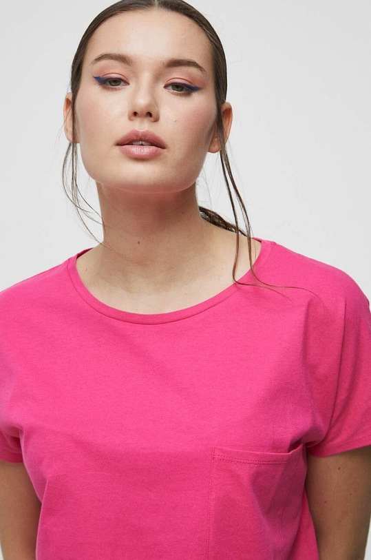 T-shirt bawełniany damski gładki kolor różowy różowy RS23.TSD091