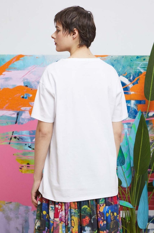 Odzież T-shirt bawełniany damski z domieszką elastanu Eviva L'arte kolor biały RS23.TSD262 biały