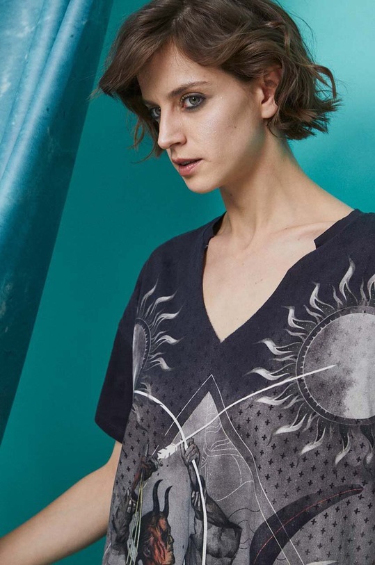 T-shirt bawełniany damski Medicine Artists kolor szary szary RS23.TSD451