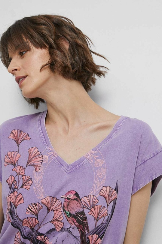 T-shirt bawełniany damski Medicine Artists kolor fioletowy bawełna fioletowy RS23.TSD454
