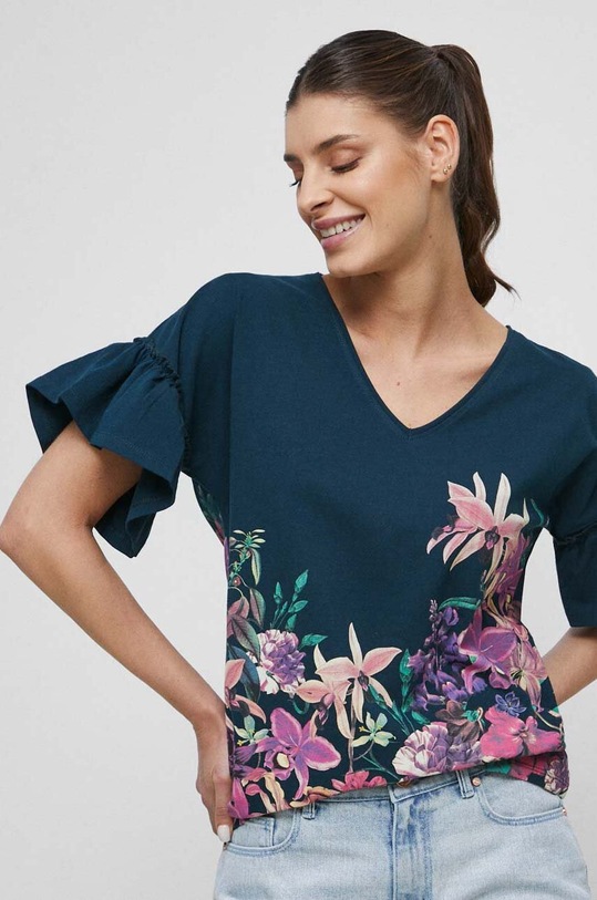 Tričko dámske tyrkysová farba s elastanom tyrkysová RS23.TSD506