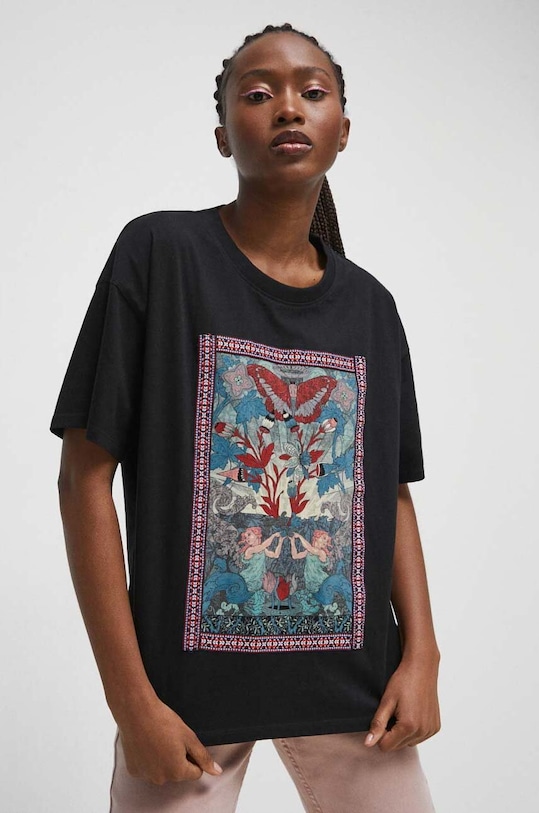 Bavlněné tričko Medicine kulatý černá RS23.TSD605