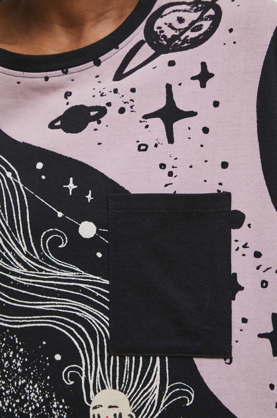 T-shirt bawełniany damski by Paulina Nachman, Grafika Polska, kolor czarny RS23.TSD650