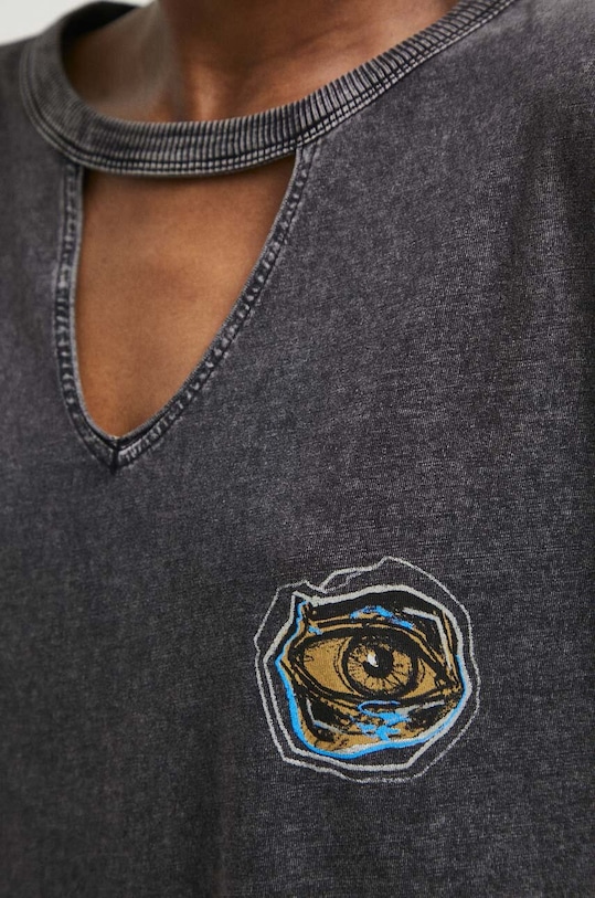 T-shirt bawełniany damski by Krabonszcz, Grafika Polska, kolor szary RS23.TSD654