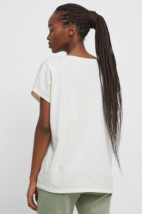 Odzież T-shirt bawełniany damski by Baju Maluje, Grafika Polska, kolor beżowy RS23.TSD658 beżowy