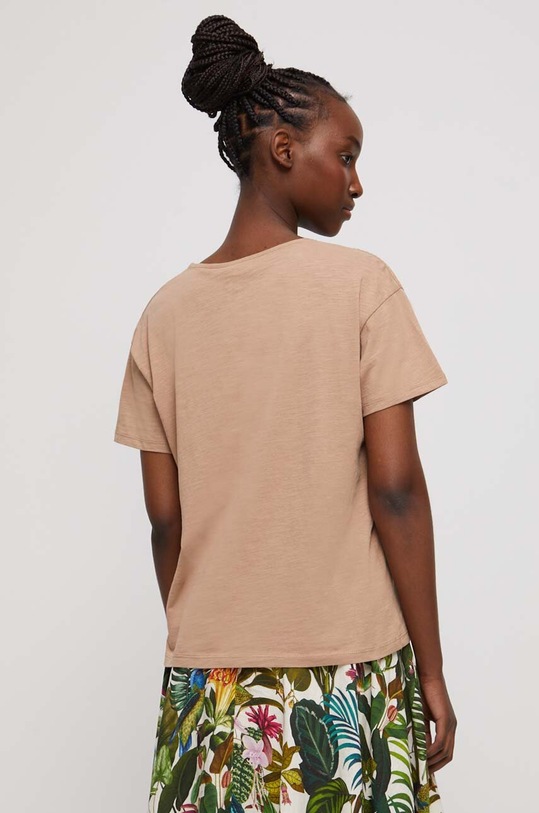 Odzież T-shirt bawełniany gładki kolor beżowy RS23.TSD800 beżowy