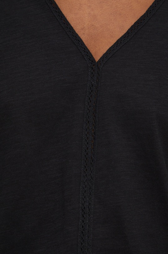 T-shirt bawełniany gładki kolor czarny RS23.TSD800