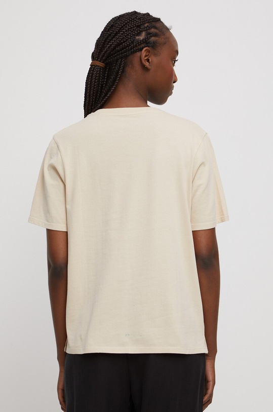 Odzież T-shirt bawełniany damski z nadrukiem kolor beżowy RS23.TSD807 beżowy