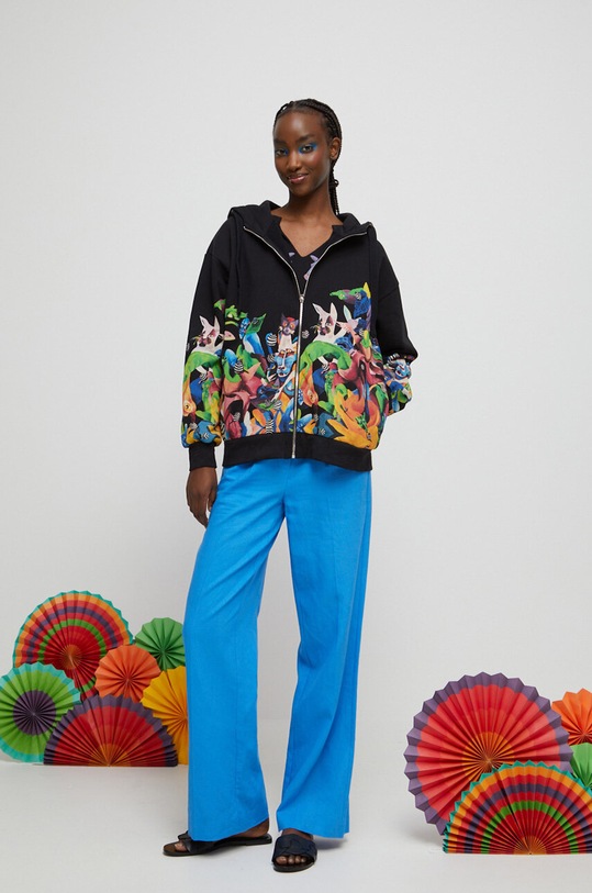 T-shirt bawełniany damski by Olamaloú kolor czarny czarny RS23.TSD850