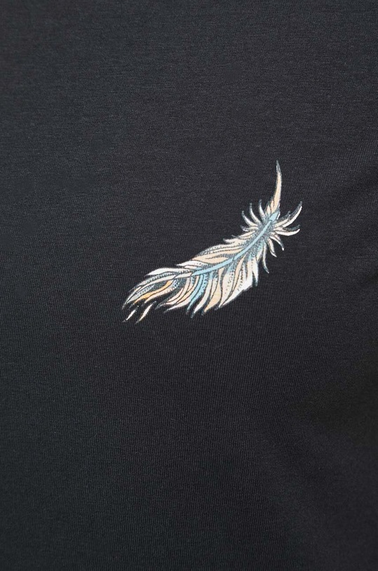 T-shirt bawełniany damski z nadrukiem z domieszką elastanu kolor czarny RS23.TSD863 czarny