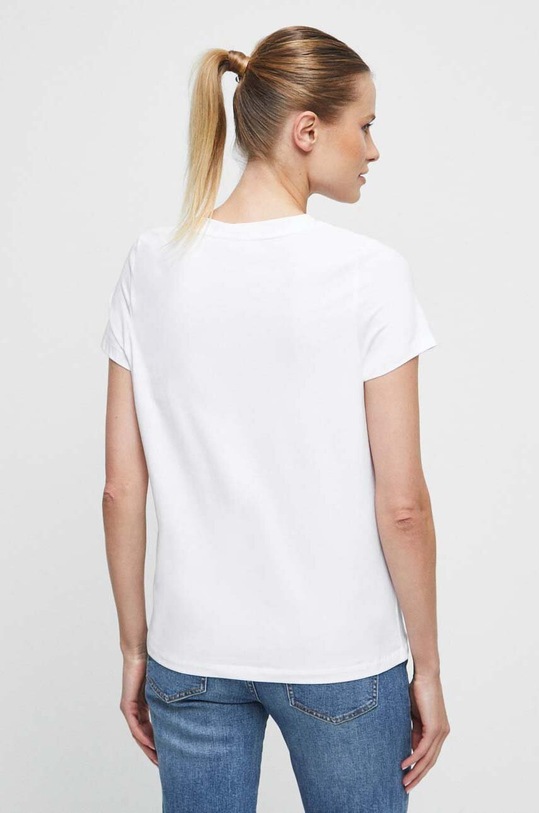 Odzież T-shirt bawełniany damski z nadrukiem z domieszką elastanu kolor biały RS23.TSD868 biały