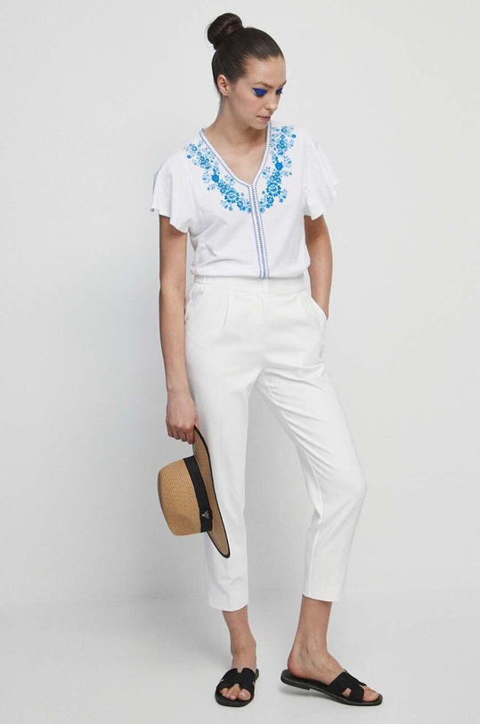 T-shirt bawełniany damski Medicine x Fajans Włocławek kolor biały RS23.TSDA05 biały RS23