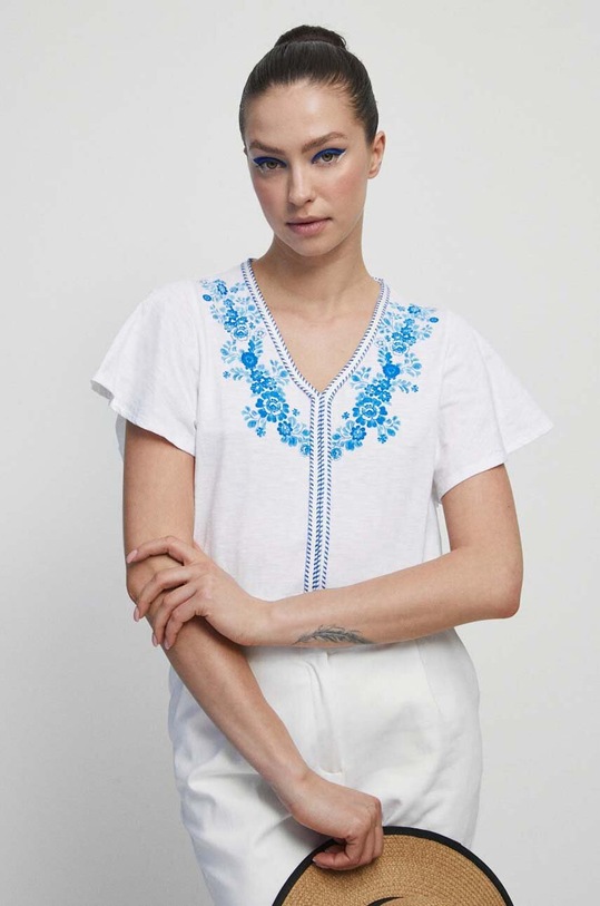 T-shirt bawełniany damski Medicine x Fajans Włocławek kolor biały biały RS23.TSDA05
