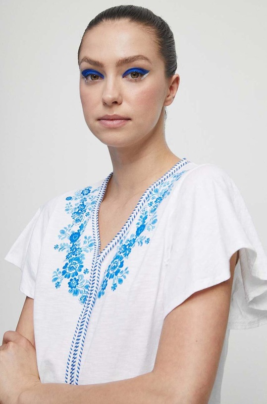 T-shirt bawełniany damski Medicine x Fajans Włocławek kolor biały RS23.TSDA05 biały