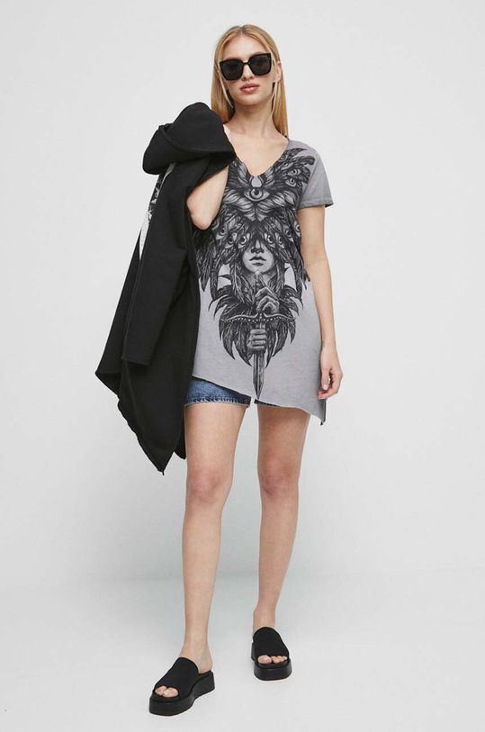 Bavlněné tričko šedá barva RS23.TSDA51 šedá RS23