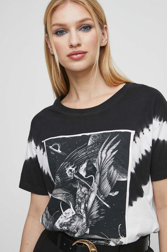 T-shirt bawełniany damski Tattoo Art by Tomasz Florek, kolor czarny RS23.TSDA59 czarny