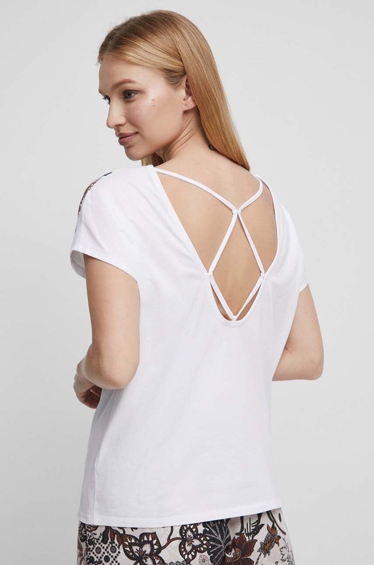 T-shirt bawełniany damski z nadrukiem kolor biały biały RS23.TSDB02