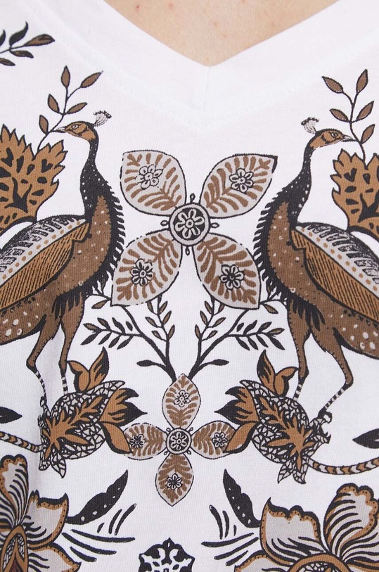 T-shirt bawełniany damski z nadrukiem kolor biały RS23.TSDB02