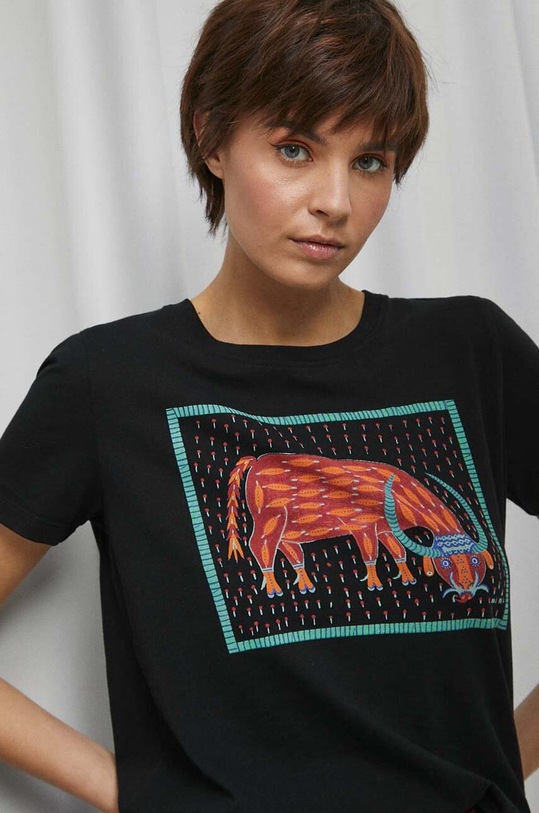 T-shirt bawełniany damski Maria Prymachenko x Medicine kolor czarny RS23.TSDC52 czarny