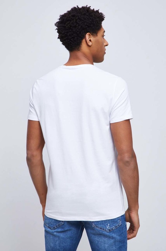 Odzież T-shirt bawełniany męski gładki z domieszką elastanu kolor biały RS23.TSM011 biały
