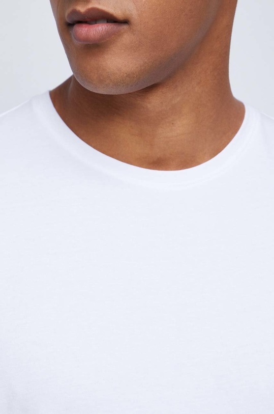 T-shirt bawełniany męski gładki z domieszką elastanu kolor biały RS23.TSM011 biały