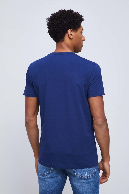 Odzież T-shirt bawełniany męski gładki z domieszką elastanu kolor granatowy RS23.TSM011 granatowy