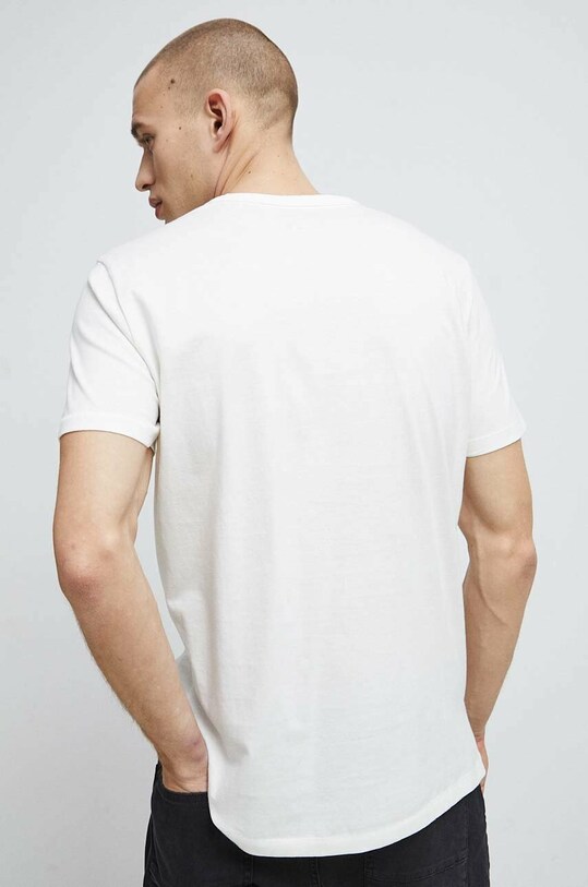 Odzież T-shirt bawełniany męski gładki kolor beżowy RS23.TSM034 beżowy