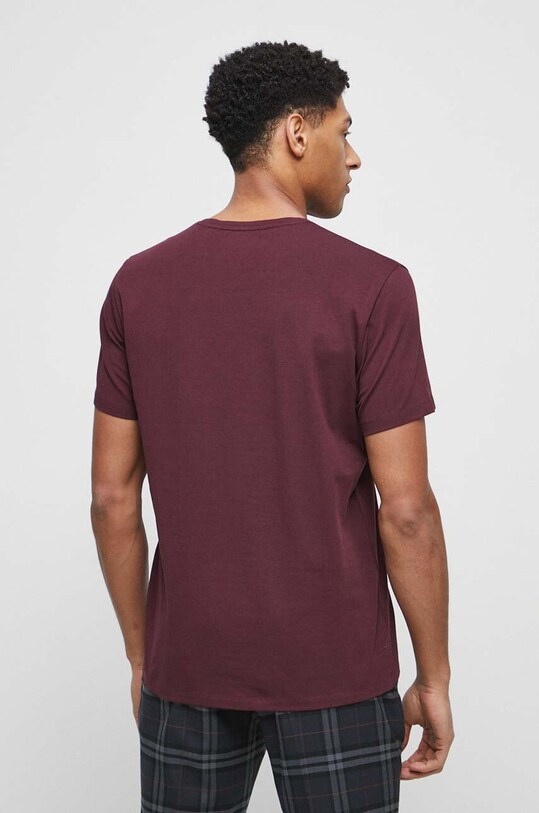 Odzież T-shirt bawełniany męski gładki z domieszką elastanu kolor bordowy RS23.TSM051 bordowy