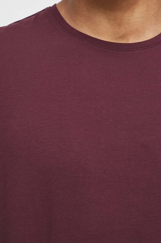 T-shirt bawełniany męski gładki z domieszką elastanu kolor bordowy RS23.TSM051 bordowy
