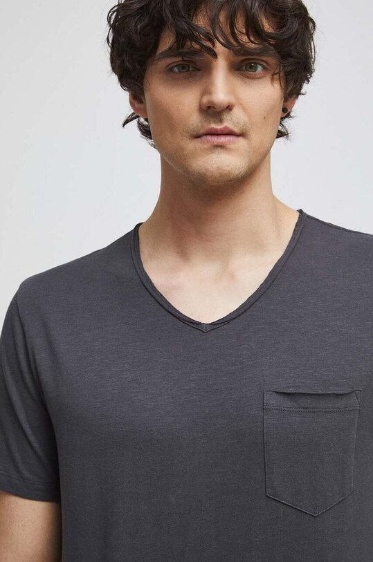 T-shirt bawełniany męski gładki kolor szary szary RS23.TSM090