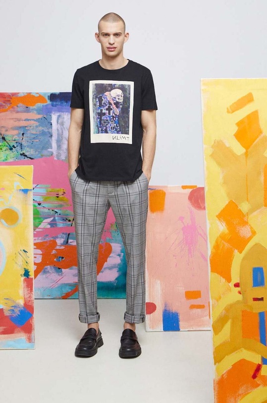 T-shirt bawełniany męski Eviva L'arte kolor czarny RS23.TSM264 czarny RS23