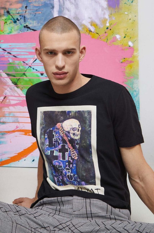 T-shirt bawełniany męski Eviva L'arte kolor czarny czarny RS23.TSM264