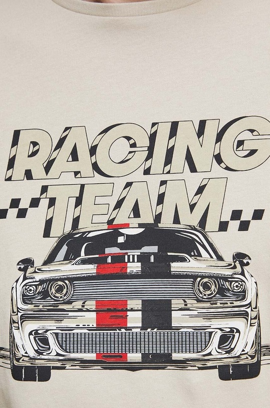 T-shirt bawełniany męski z nadrukiem kolor beżowy RS23.TSM308 beżowy