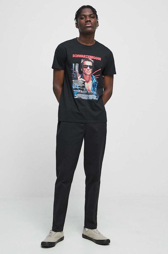 Bavlnené tričko pánske čierna farba RS23.TSM558 čierna RS23