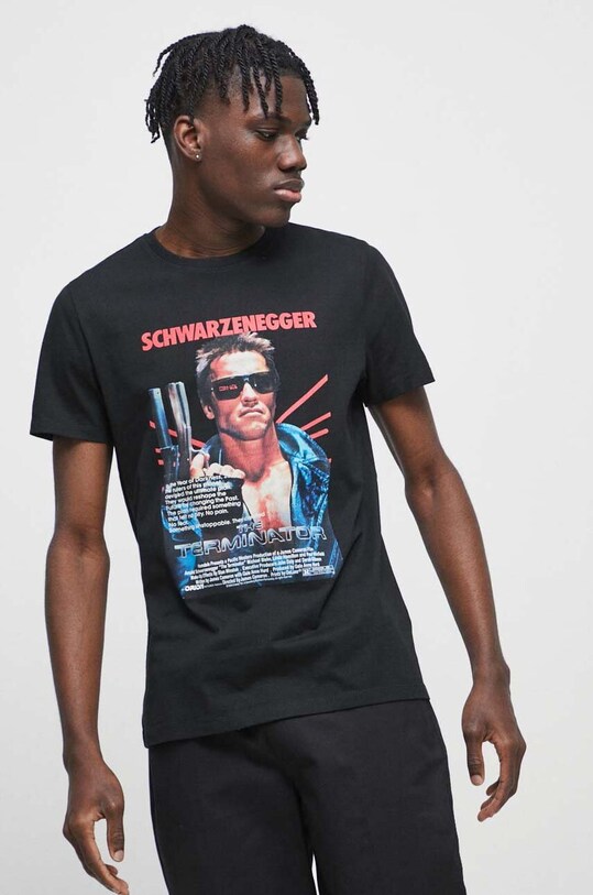 T-shirt bawełniany męski The Terminator kolor czarny czarny RS23.TSM558