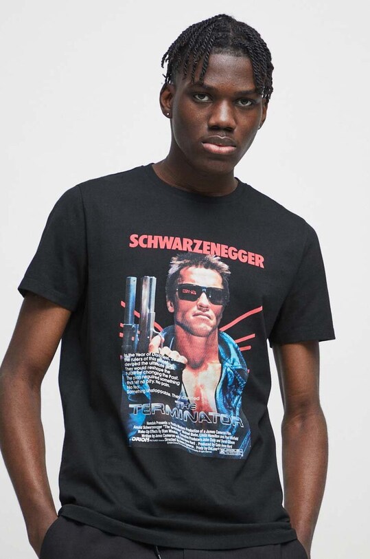 T-shirt bawełniany męski The Terminator kolor czarny RS23.TSM558 czarny