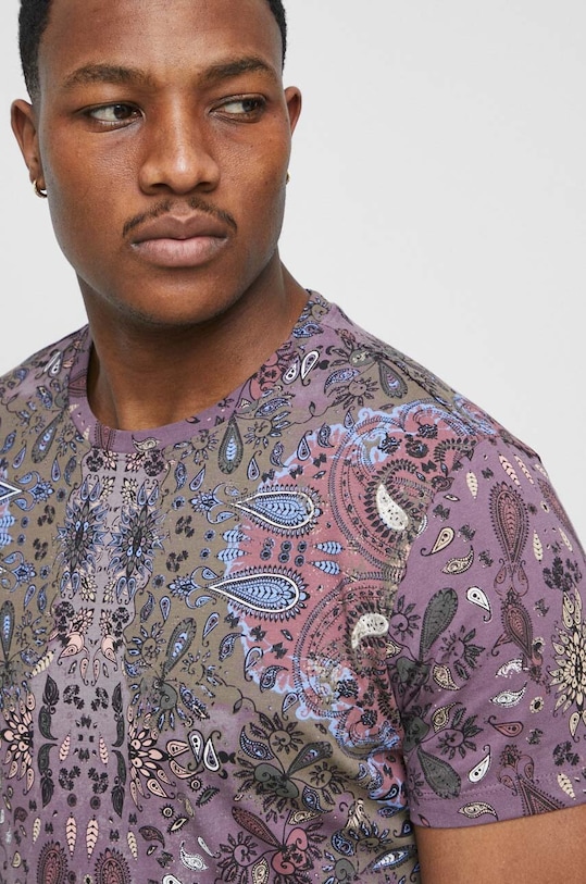 Odzież T-shirt bawełniany męski z nadrukiem kolor fioletowy RS23.TSM600 fioletowy