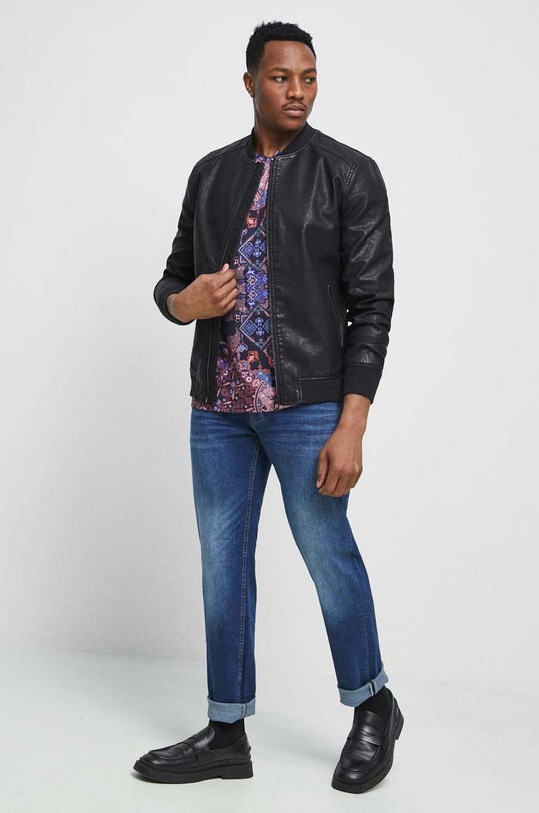 T-shirt bawełniany męski wzorzysty kolor czarny RS23.TSM603 czarny RS23