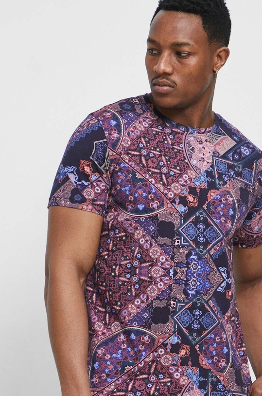 T-shirt bawełniany męski wzorzysty kolor czarny czarny RS23.TSM603