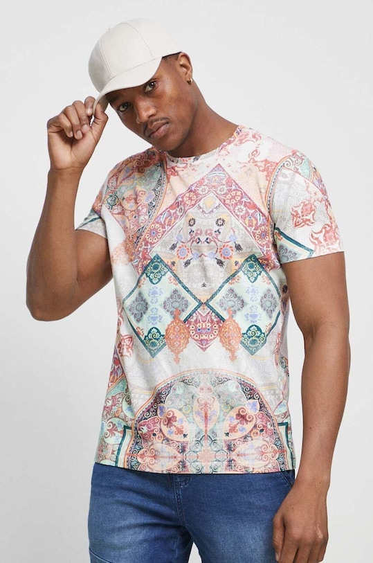 T-shirt bawełniany męski wzorzysty kolor multicolor bawełna multicolor RS23.TSM603